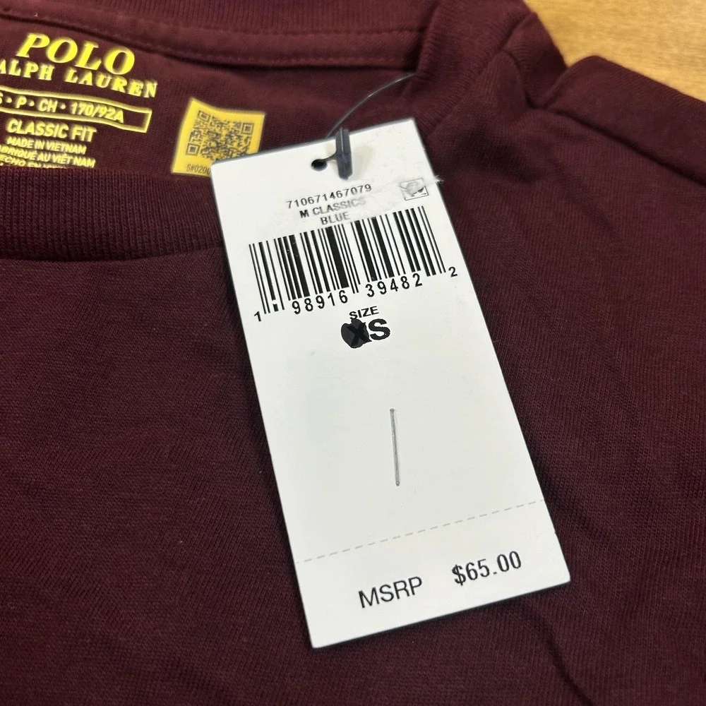 Polo Ralph Lauren Shirt Mens Small Purple Classic Fit Long Sleeve T-Shirt NEW